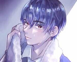 Preview wallpaper guy, glance, tears, sad, anime, art