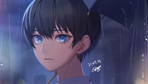 Preview wallpaper guy, glance, umbrella, anime, art