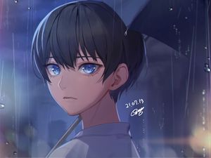 Preview wallpaper guy, glance, umbrella, anime, art