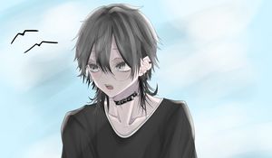 Preview wallpaper guy, glasses, choker, anime, art