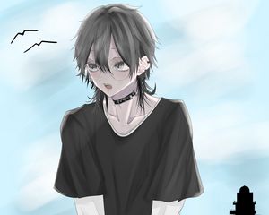 Preview wallpaper guy, glasses, choker, anime, art