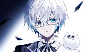 Preview wallpaper guy, glasses, heterochromia, anime, art