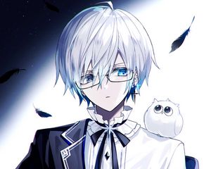 Preview wallpaper guy, glasses, heterochromia, anime, art