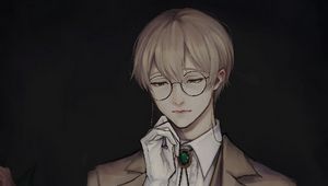 Preview wallpaper guy, glasses, tea party, anime, art, vintage