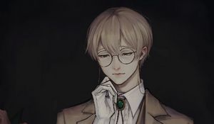 Preview wallpaper guy, glasses, tea party, anime, art, vintage