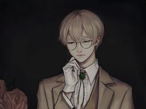 Preview wallpaper guy, glasses, tea party, anime, art, vintage