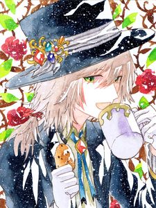 Preview wallpaper guy, hat, watercolor, anime