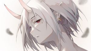 Preview wallpaper guy, horns, demon, anime, light