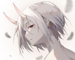 Preview wallpaper guy, horns, demon, anime, light