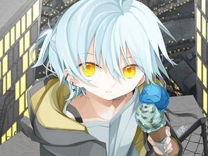 Preview wallpaper guy, ice cream, jacket, anime