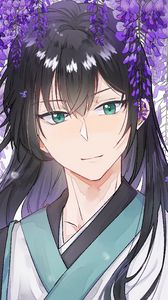 Preview wallpaper guy, kimono, flowers, anime, art