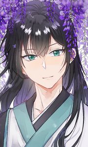 Preview wallpaper guy, kimono, flowers, anime, art