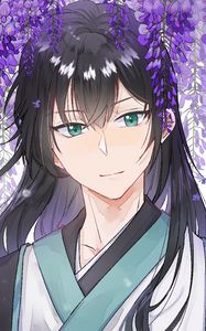 Preview wallpaper guy, kimono, flowers, anime, art