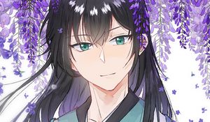 Preview wallpaper guy, kimono, flowers, anime, art