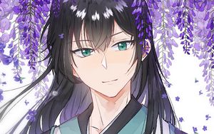 Preview wallpaper guy, kimono, flowers, anime, art