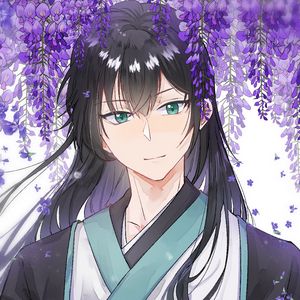 Preview wallpaper guy, kimono, flowers, anime, art