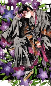 Preview wallpaper guy, kimono, flowers, snow, anime