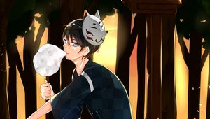 Preview wallpaper guy, kimono, mask, cotton candy, anime