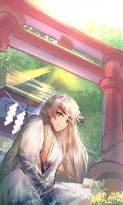 Preview wallpaper guy, kimono, pagoda, temple, anime, art