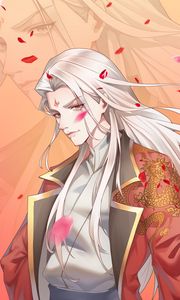 Preview wallpaper guy, kimono, petals, anime, art