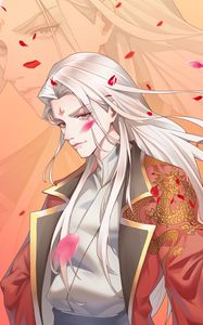 Preview wallpaper guy, kimono, petals, anime, art