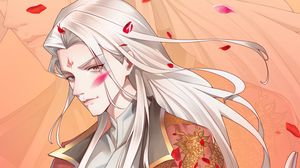 Preview wallpaper guy, kimono, petals, anime, art