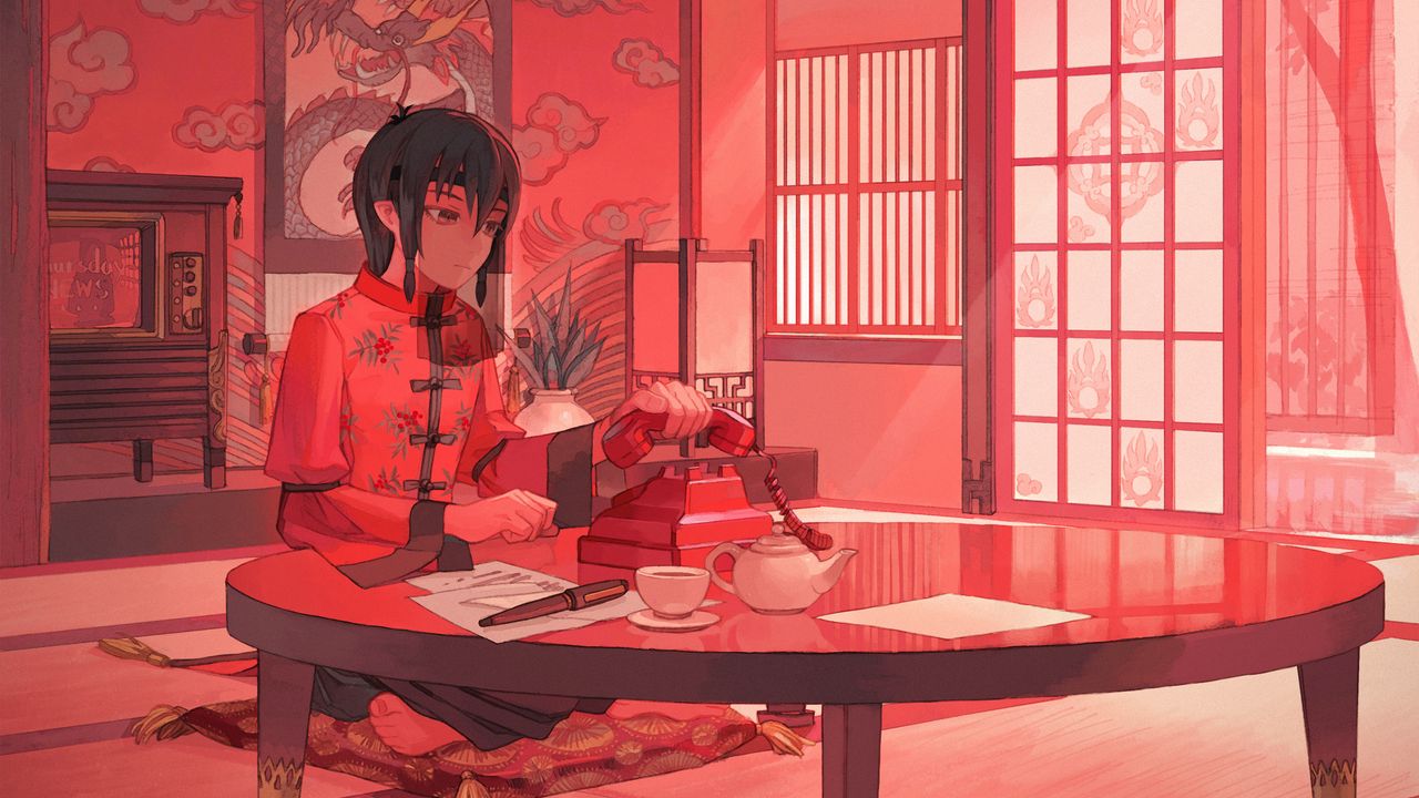 Wallpaper guy, kimono, phone, anime, art, red