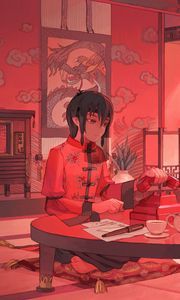 Preview wallpaper guy, kimono, phone, anime, art, red
