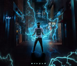 Preview wallpaper guy, lightning, electricity, voltage, superpower