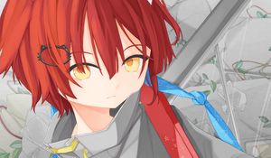 Preview wallpaper guy, neko, ears, glance, anime, art, red