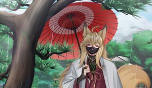 Preview wallpaper guy, neko, ears, umbrella, rain, anime