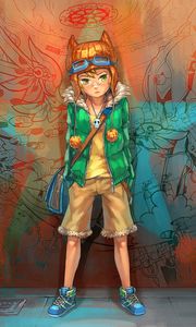 Preview wallpaper guy, neko, hat, style, anime, art