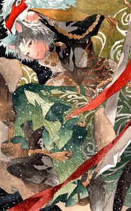 Preview wallpaper guy, neko, watercolor, snow, anime