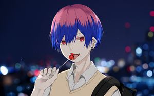 Preview wallpaper guy, piercing, lollipop, anime