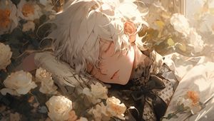 Preview wallpaper guy, roses, flowers, dream, anime