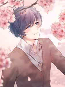 Preview wallpaper guy, sakura, flowers, anime, art