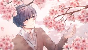 Preview wallpaper guy, sakura, flowers, anime, art