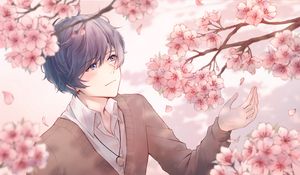 Preview wallpaper guy, sakura, flowers, anime, art