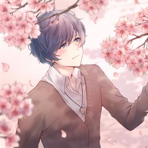 Preview wallpaper guy, sakura, flowers, anime, art