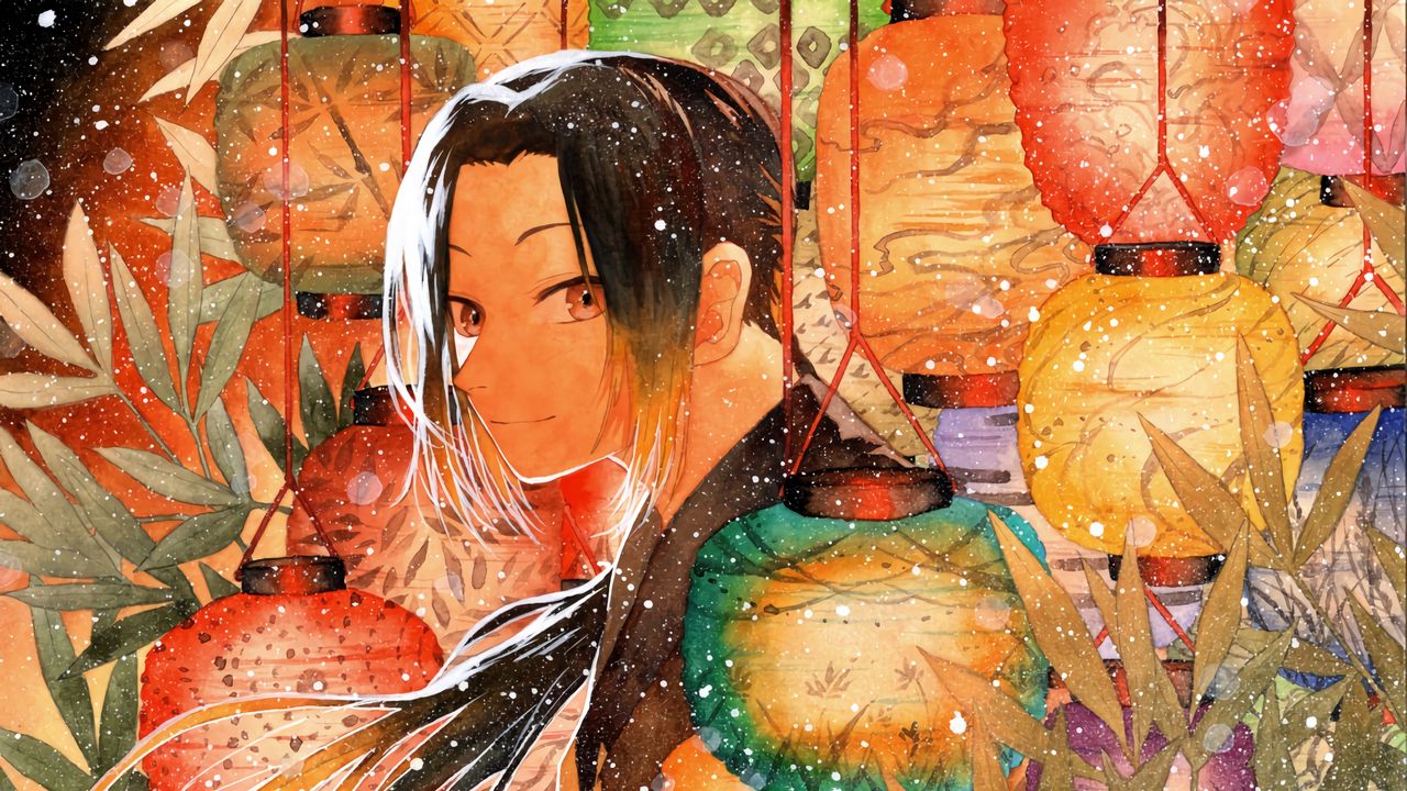 Wallpaper guy, samurai, japanese lanterns, anime, art