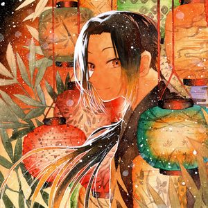 Preview wallpaper guy, samurai, japanese lanterns, anime, art
