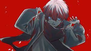 Preview wallpaper guy, scarf, anime, art, red