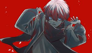Preview wallpaper guy, scarf, anime, art, red