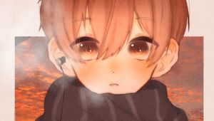 Preview wallpaper guy, scarf, headphones, music, autumn, anime