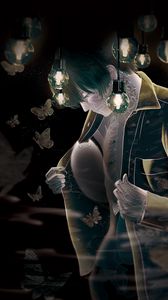 Preview wallpaper guy, skeleton, ghost, lamp, butterflies, anime