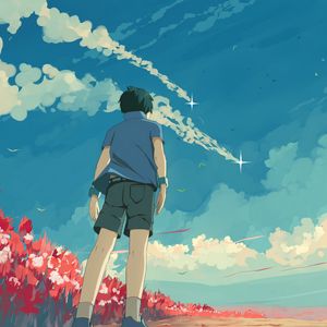 Preview wallpaper guy, sky, stars, art