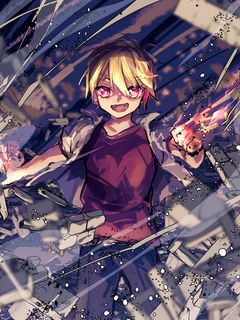 Download wallpaper 240x320 guy, smile, blow, shards, anime old mobile, cell  phone, smartphone hd background