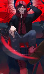Preview wallpaper guy, smile, anime, art, red