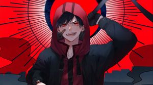 Preview wallpaper guy, smile, anime, art, red