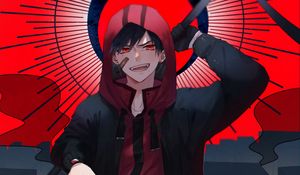 Preview wallpaper guy, smile, anime, art, red